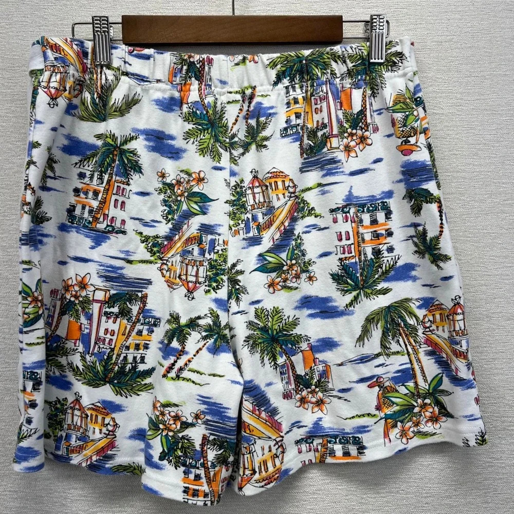 White Stag‎ Skort Women Large Vintage Y2K Tropical Palm Tree Wrap Skirt Short